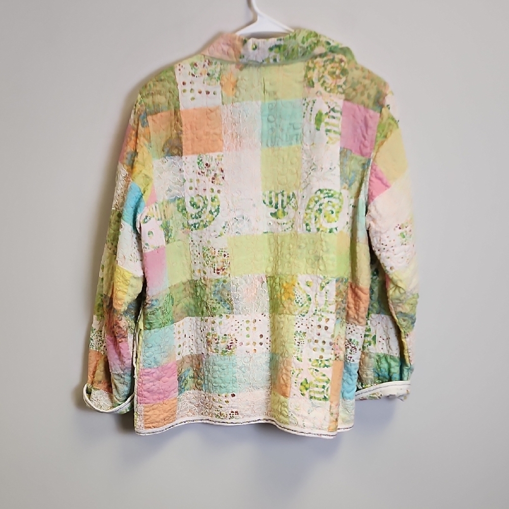 Vibrant Patchwork Bomber Jacket - image 3